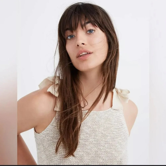 Madewell, Highgate Tie Strap Sweater Tank, Cream/Tan,‎ Size Small - Picture 3 of 9